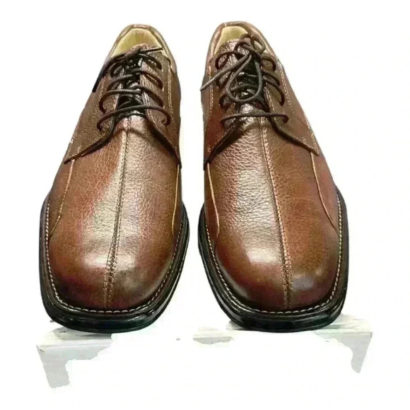 LIKE NEW BELVEDERE Bay Bridge Men's Soft Brown Pebble Leather Shoes Size 8.5D - Picture 3 of 13